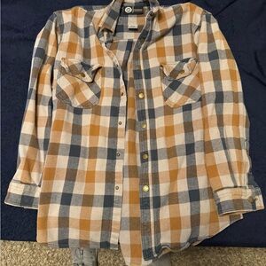 Men's Plaid Shirt Jacket - Blue and Tan